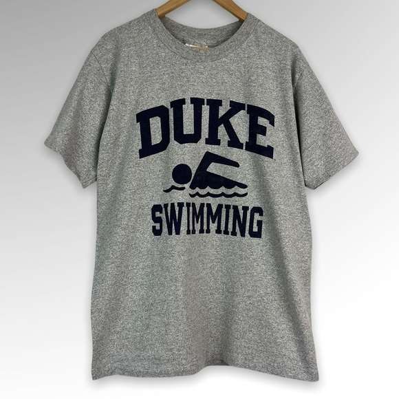 Vintage 90’s Duke University Swimming T-Shirt Size Large The Cotton Exchange USA - Picture 1 of 6